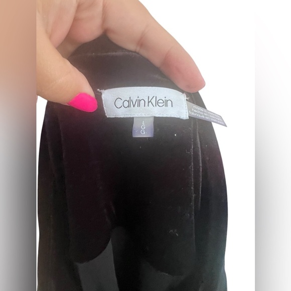 Calvin Klein Blouse Size Large Black Velvet Button Up Whimsigoth Witchy Holiday - Picture 11 of 12